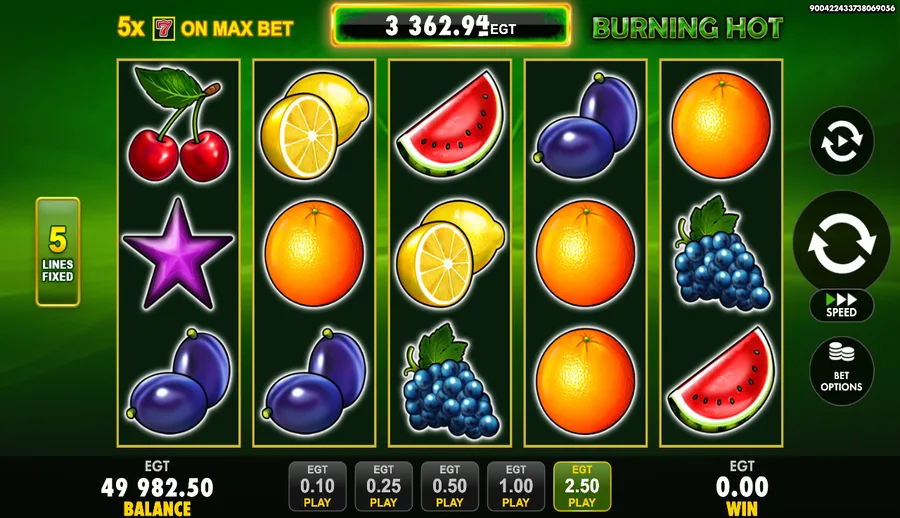Burning Hot fruit symbols and Star scatter in the free demo